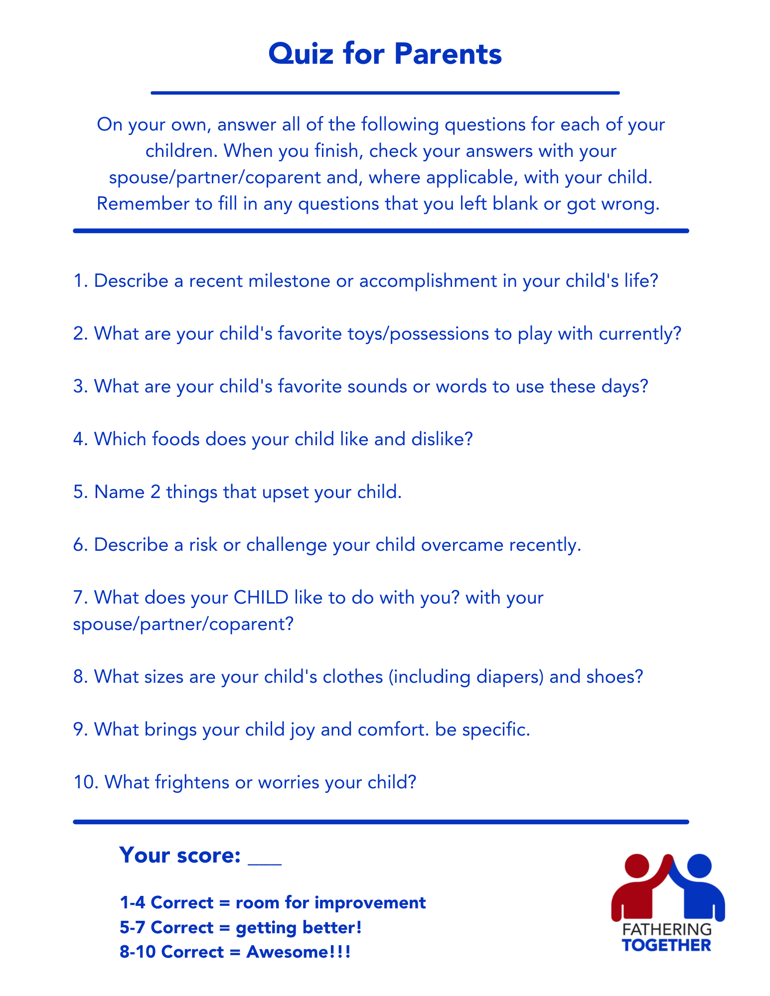 FT Quiz for Parents